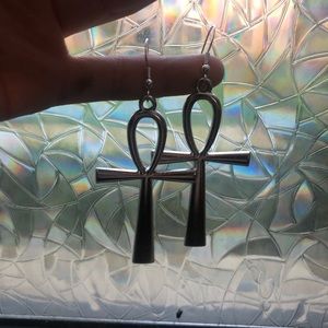 Silver cross earrings